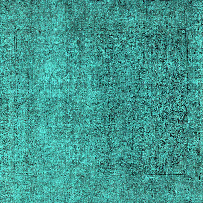 Square Machine Washable Oriental Turquoise Industrial Area Rugs, wshurb1734turq