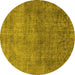 Round Oriental Yellow Industrial Rug, urb1734yw