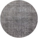 Round Machine Washable Industrial Modern Dark Gray Rug, wshurb1734