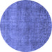 Round Oriental Blue Industrial Rug, urb1734blu