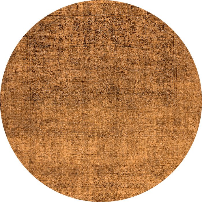 Round Machine Washable Oriental Orange Industrial Area Rugs, wshurb1734org