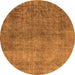 Round Machine Washable Oriental Orange Industrial Area Rugs, wshurb1734org