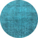 Round Oriental Light Blue Industrial Rug, urb1734lblu