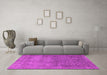 Machine Washable Oriental Pink Industrial Rug in a Living Room, wshurb1734pnk