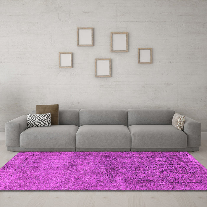 Machine Washable Oriental Pink Industrial Rug in a Living Room, wshurb1734pnk