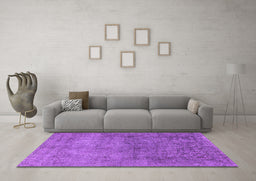 Machine Washable Oriental Purple Industrial Area Rugs in a Living Room, wshurb1734pur