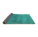 Sideview of Oriental Turquoise Industrial Rug, urb1734turq