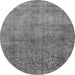 Round Oriental Gray Industrial Rug, urb1734gry