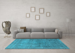 Machine Washable Oriental Light Blue Industrial Rug in a Living Room, wshurb1734lblu