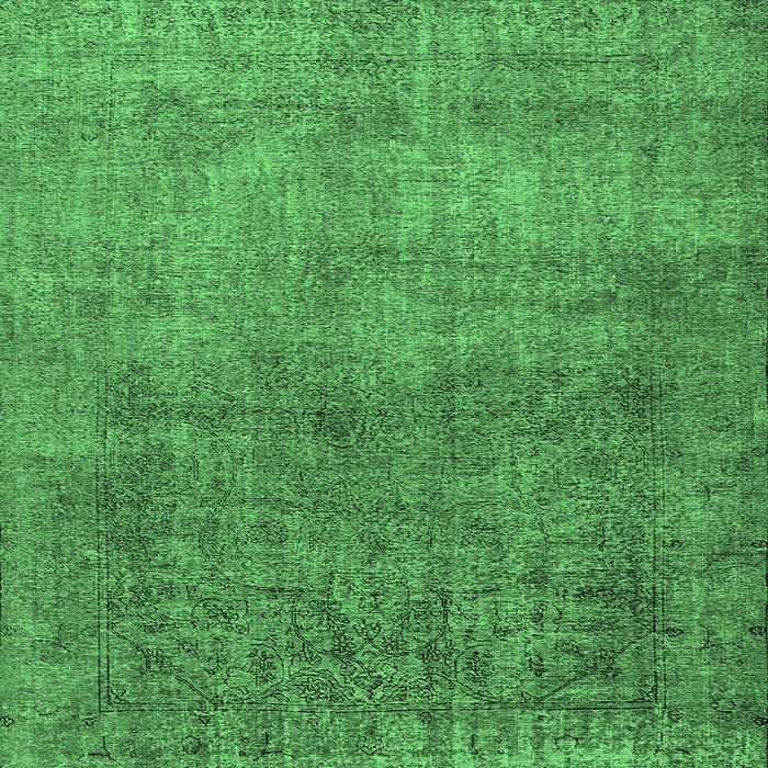 Square Machine Washable Oriental Emerald Green Industrial Area Rugs, wshurb1734emgrn
