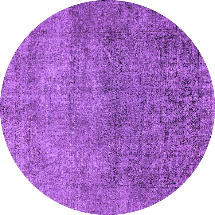 Round Machine Washable Oriental Purple Industrial Area Rugs, wshurb1734pur