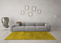 Machine Washable Oriental Yellow Industrial Rug in a Living Room, wshurb1734yw