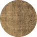 Round Oriental Brown Industrial Rug, urb1734brn