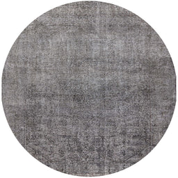 Round Mid-Century Modern Dark Gray Oriental Rug, urb1734
