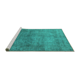 Sideview of Machine Washable Oriental Turquoise Industrial Area Rugs, wshurb1734turq