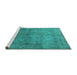 Sideview of Machine Washable Oriental Turquoise Industrial Area Rugs, wshurb1734turq