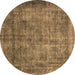 Round Machine Washable Oriental Brown Industrial Rug, wshurb1735brn