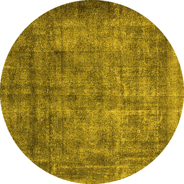 Round Oriental Yellow Industrial Rug, urb1735yw