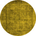 Round Oriental Yellow Industrial Rug, urb1735yw