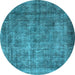 Round Oriental Light Blue Industrial Rug, urb1735lblu