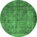 Round Oriental Emerald Green Industrial Rug, urb1735emgrn