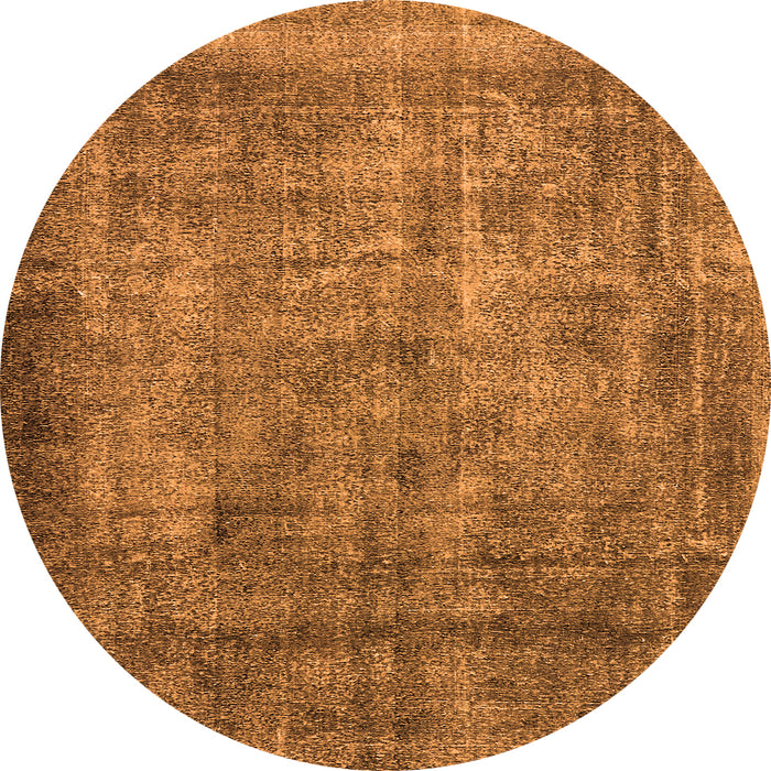 Round Machine Washable Oriental Orange Industrial Area Rugs, wshurb1735org