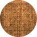 Round Machine Washable Oriental Orange Industrial Area Rugs, wshurb1735org