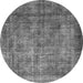 Round Machine Washable Oriental Gray Industrial Rug, wshurb1735gry