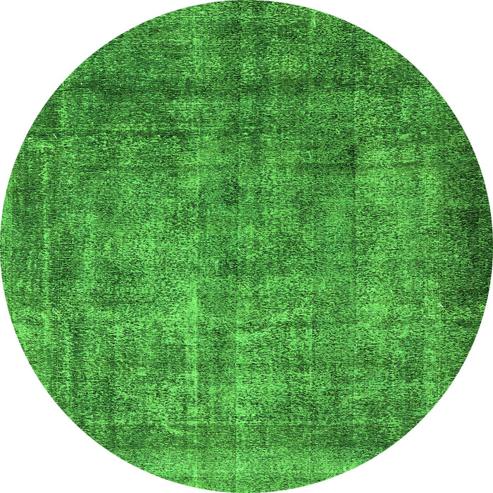 Round Oriental Green Industrial Rug, urb1735grn