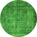 Round Oriental Green Industrial Rug, urb1735grn