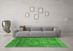 Machine Washable Oriental Green Industrial Area Rugs in a Living Room,, wshurb1735grn