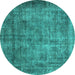 Round Oriental Turquoise Industrial Rug, urb1735turq