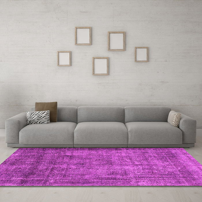 Machine Washable Oriental Pink Industrial Rug in a Living Room, wshurb1735pnk
