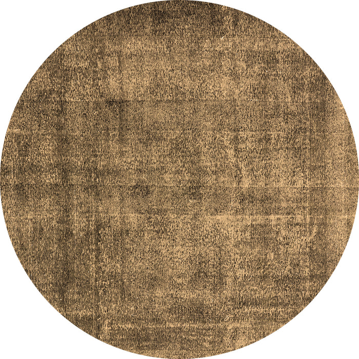 Round Oriental Brown Industrial Rug, urb1735brn