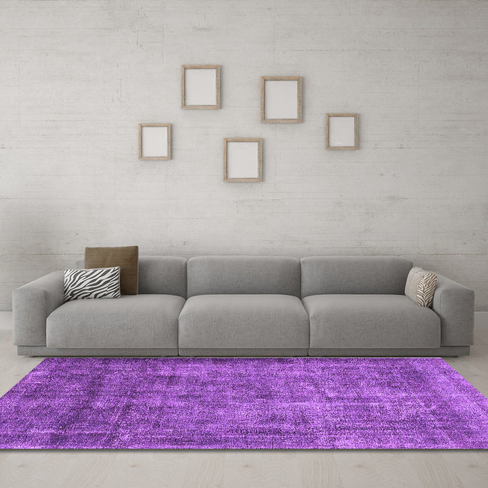 Machine Washable Oriental Purple Industrial Area Rugs in a Living Room, wshurb1735pur