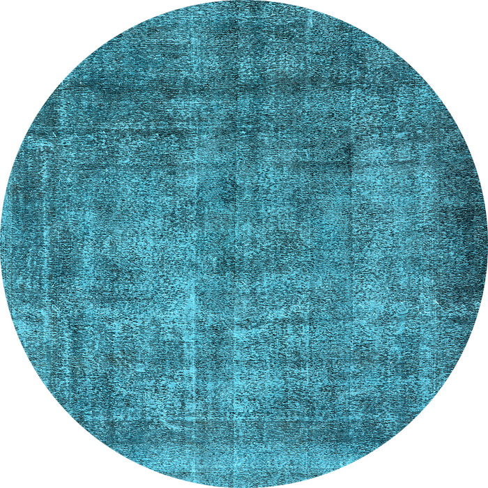 Round Machine Washable Oriental Light Blue Industrial Rug, wshurb1735lblu