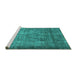 Sideview of Machine Washable Oriental Turquoise Industrial Area Rugs, wshurb1735turq