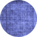 Round Oriental Blue Industrial Rug, urb1735blu