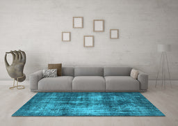 Machine Washable Oriental Light Blue Industrial Rug in a Living Room, wshurb1736lblu