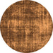 Round Machine Washable Oriental Orange Industrial Area Rugs, wshurb1736org