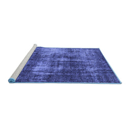 Sideview of Machine Washable Oriental Blue Industrial Rug, wshurb1736blu