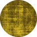 Round Machine Washable Oriental Yellow Industrial Rug, wshurb1736yw