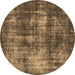 Round Oriental Brown Industrial Rug, urb1736brn