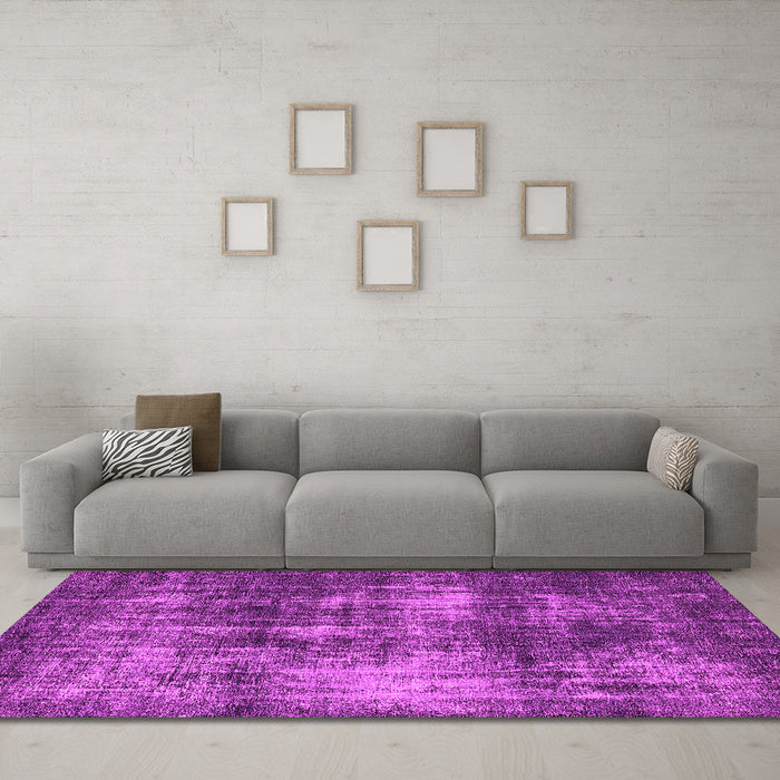 Machine Washable Oriental Pink Industrial Rug in a Living Room, wshurb1736pnk