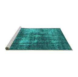 Sideview of Machine Washable Oriental Turquoise Industrial Area Rugs, wshurb1736turq