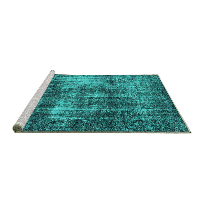 Sideview of Machine Washable Oriental Turquoise Industrial Area Rugs, wshurb1736turq