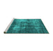 Sideview of Machine Washable Oriental Turquoise Industrial Area Rugs, wshurb1736turq