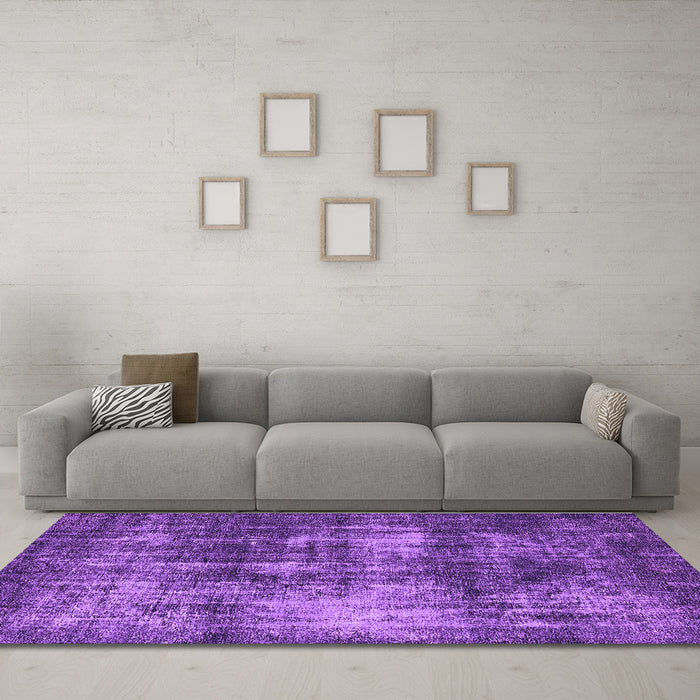 Machine Washable Oriental Purple Industrial Area Rugs in a Living Room, wshurb1736pur