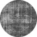 Round Machine Washable Oriental Gray Industrial Rug, wshurb1736gry