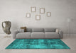 Machine Washable Oriental Turquoise Industrial Area Rugs in a Living Room,, wshurb1736turq